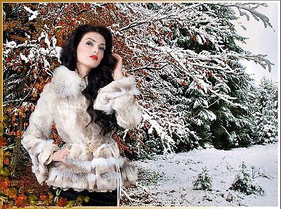 ... Девушка с ладошек снег искрящийся стряхнет